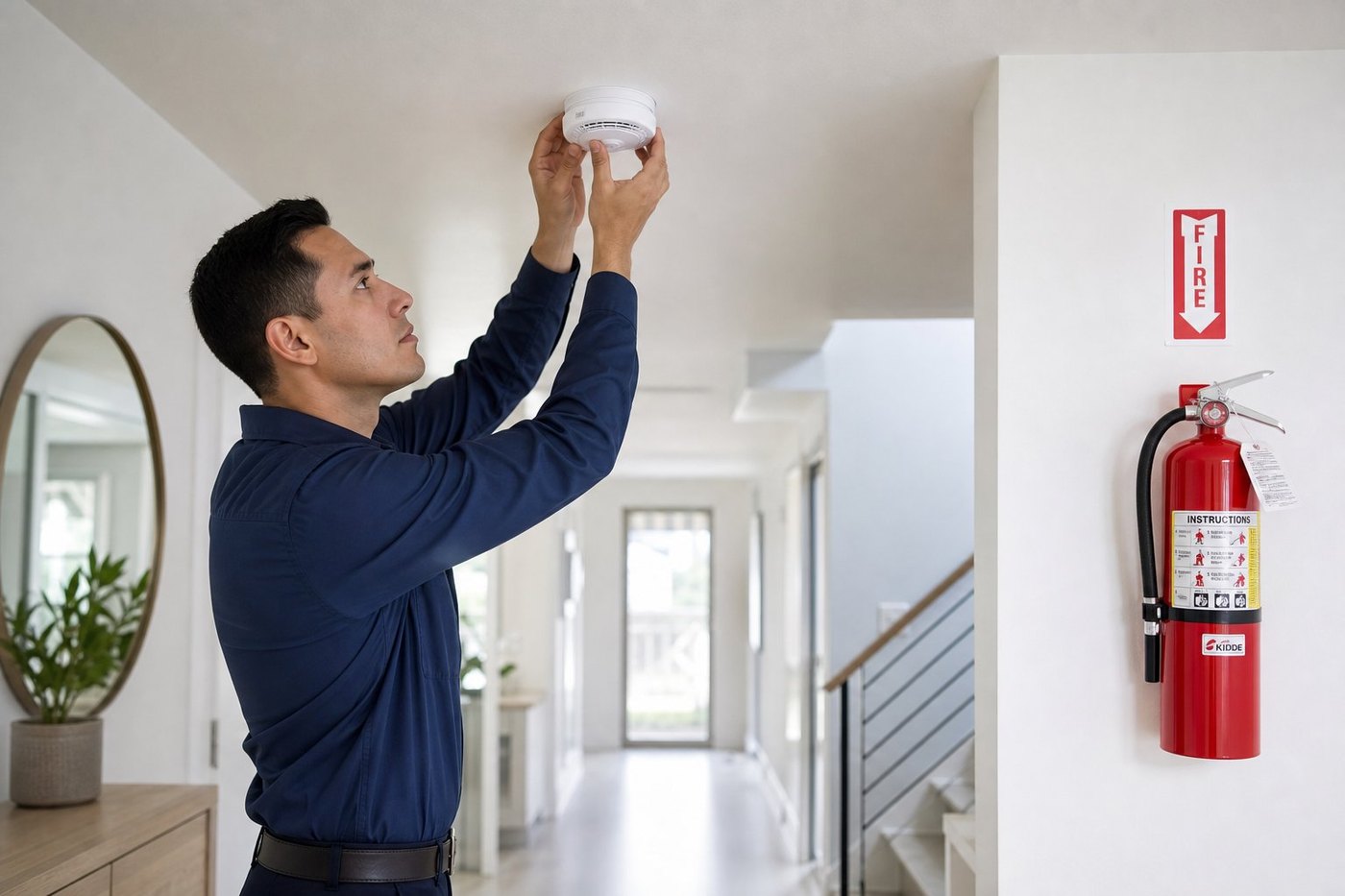 Smoke detection and fire safety equipment in a home