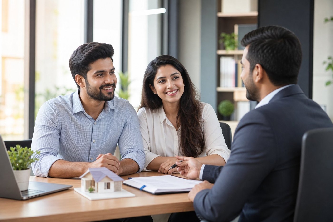 Homeowners discussing project planning with an advisor